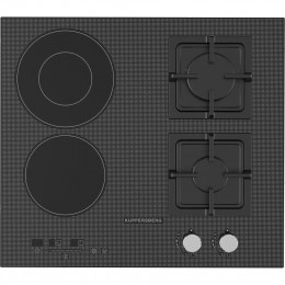 Комбинированная варочная панель Kuppersberg EGS 600, стеклокерамика Kanger, 60 см, газ/электрика, Hi-Light, слайдер/механическое управление, 9 уровней мощности, блокировка.