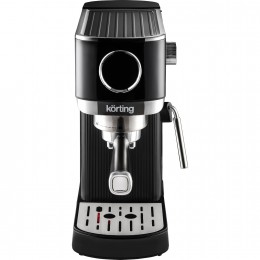 Кофеварка KORTING KCM 1002 EN, рожковая, 20 бар, сенсорное управление, 1.2 л, защита от перегрева, таймер, подогрев чашек, вспениватель, черная