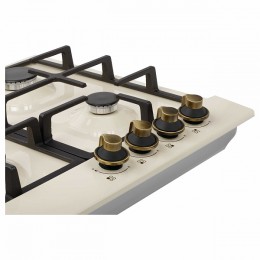 Встраиваемая варочная панель Korting hg 661 ctb, газ, 60 см, 4 конфорки, WOK, слоновая кость, бронза.