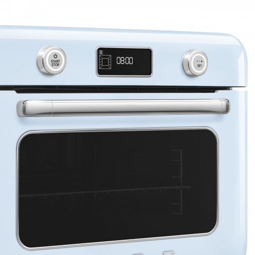 Мини-печь Smeg 30 л с LCD дисплеем и 10 функциями приготовления в стиле 50-х, пастельный голубой