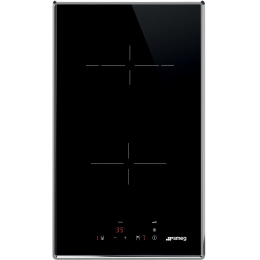 Варочная поверхность SMEG/ Варочная поверхность SMEG, индукция, 30 см, 2 зоны нагрева, цифровой дисплей, сенсорное управление, прямой край, 9 уровней мощности, автоматическое отключение, индикация остаточного тепла, таймер, рамка из нержавеющей стали, цве