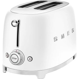 Тостер Smeg tsf01whmeu, стиль 50-х, 2 ломтика, нержавеющая сталь, 6 уровней поджаривания, белый матовый