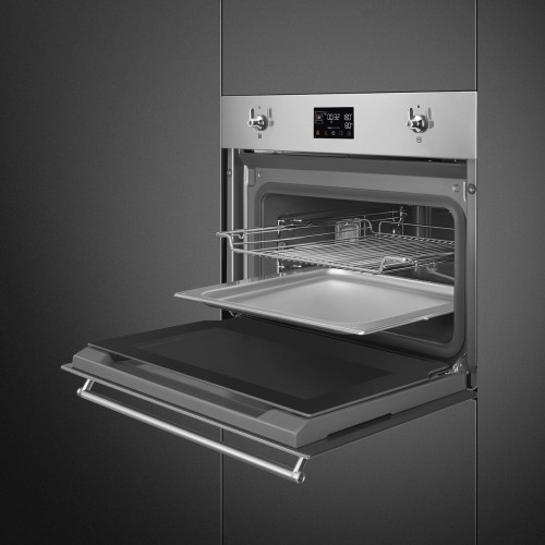 Встраиваемая электрическая духовка SMEG с паром, 45 см, 41 л, 12 функций, нержавеющая сталь - компактный духовой шкаф для идеальной готовки
