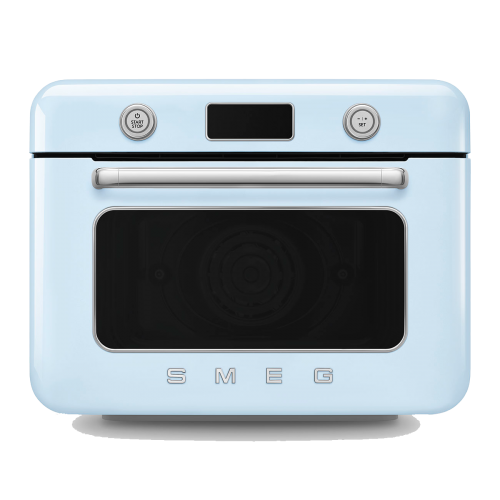 Мини-печь Smeg 30 л с LCD дисплеем и 10 функциями приготовления в стиле 50-х, пастельный голубой
