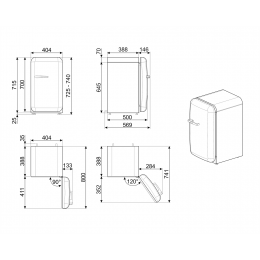 Холодильник SMEG FAB5RPB6, 34 л, однокамерный, 725х404х569 мм, стиль 50-х, пастельный голубой, класс С.