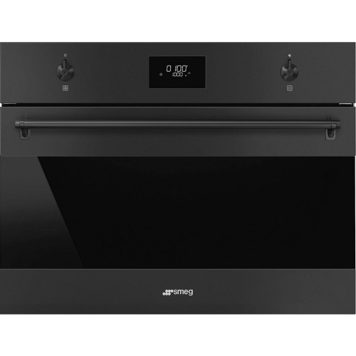 Встраиваемая микроволновая печь SMEG 45 см, 40л, 4 функции, черный матовый, стекло Eclipse