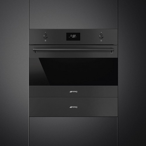 Встраиваемая микроволновая печь SMEG 45 см, 40л, 4 функции, черный матовый, стекло Eclipse