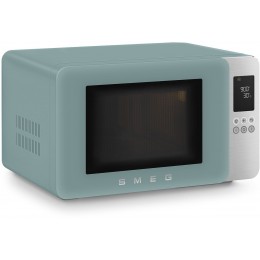 Микроволновая печь SMEG, отдельностоящая, объем 29 л, 4 функции приготовления, гриль, 18 автоматических программ, быстрый старт, размораживание, мощность 900 Вт, 5 уровней мощности, инвертер + поворотный стол, цвет изумрудно-зеленый