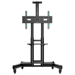 Мобильная стойка ONKRON TS1551 black для ТВ 40-70 (макс. 55,5 кг), VESA 200x200 - 400x600, высота 1200-1500 мм, с кабель-каналом и колесами.