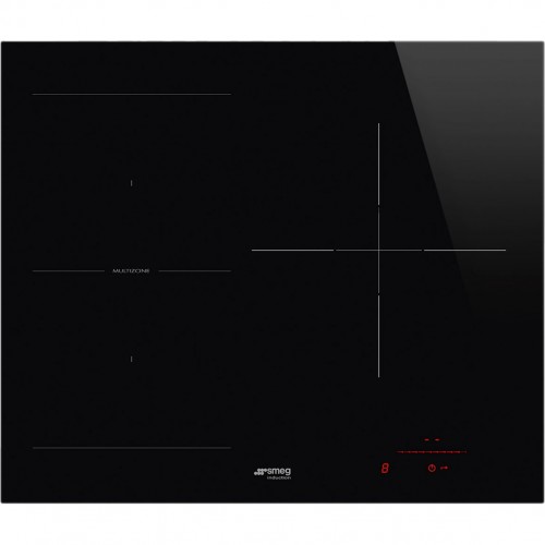 Варочная поверхность Smeg 60 см, индукционная, слайдерное управление, 3 зоны нагрева, 17 уровней мощности, таймер и индикация остаточного тепла - черная