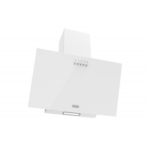 Вытяжка Delonghi/ Вытяжка Delonghi, наклонная, 60 см, отвод/рециркуляция, 650 м3/ч, 3 скорости, механическое управление, LED подсветка, цвет белое стекло