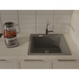 RIVELATO Мойка RAUM 50 1-чаша 500*510мм, монтаж: врезной, материал: кварц, цвет: серый металлик