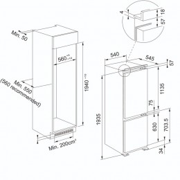 Холодильник Franke FCB 360 V NE D, SKU 118.0722.593, 221/79 л, ВхШхГ 1935х540х545 мм, электронное управление, LED, авторазморозка.