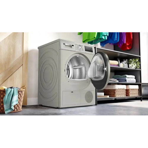 H1: Конденсационный сушильный барабан Bosch Serie 4 8кг Silver inox с QuickDry, AutoDry и EcoSilence™ Motor (84.2х59.8х61.3 см)