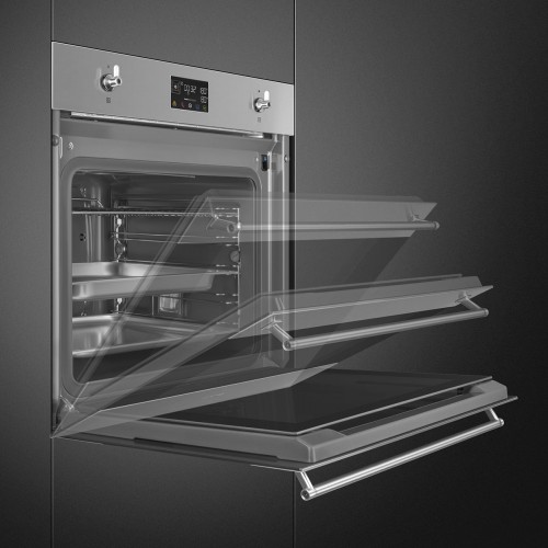 Встраиваемый духовой шкаф SMEG Classica - Многофункциональный комбинированный паровой духовой шкаф, 60 см, 12 функций, нержавеющая сталь с защитой от отпечатков пальцев