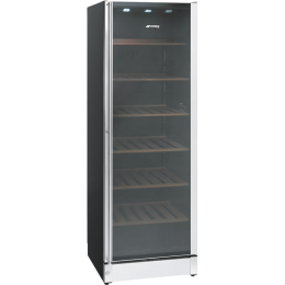 Винный шкаф Smeg SCV115G, 1850х595х595 мм, Classica, 197 бутылок, деревянные полки, угольный фильтр, LED подсветка, акустический сигнал.