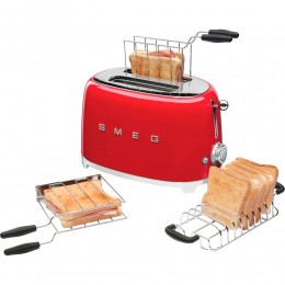 Тостер 50-х, 2 ломтика, нержавеющая сталь, 6 уровней, красный, SKU: tsf01rdeu