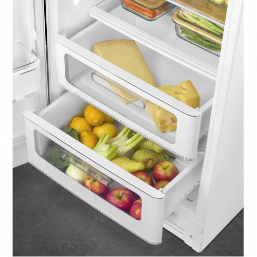 Холодильник SMEG 1530x601x728 мм, однокамерный, стиль 50-х, 270 л, белый, с LED освещением и инверторным компрессором