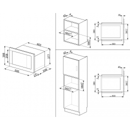 Встраиваемая микроволновая печь SMEG FMI017X, 23 л, гриль 1000 Вт, нержавеющая сталь