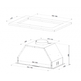 Вытяжка Kuppersberg Intro 60 X, 1500 м³/ч, 54x28.5x24.5 см, High-Tech, нерж. сталь