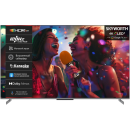Телевизор Skyworth 65Q75G, 65, 4K QLED, Dolby Atmos, Google TV, 120Hz, 30W звук, безрамочный дизайн