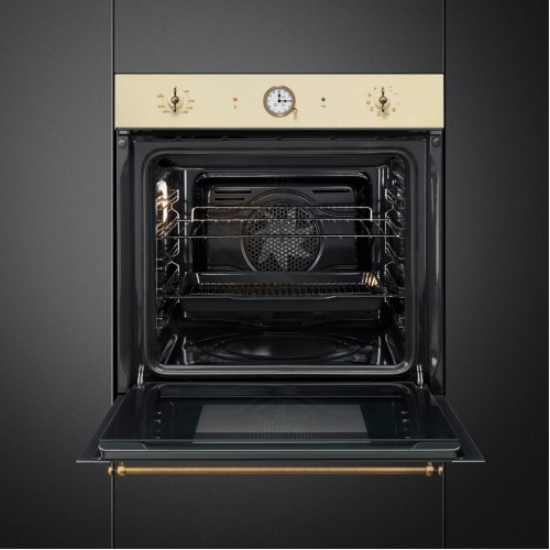 Встраиваемый духовой шкаф SMEG Coloniale 60 см - 9 режимов, пиролиз, 65 л, часы/таймер, галогенная подсветка, Soft Close