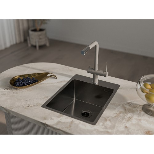 Rivelato Rinox 3850 PVD black Мойка нерж.сталь 1 чаша 380*500*200 мм, монтаж: врезной, материал: нержавеющая сталь, цвет: черный