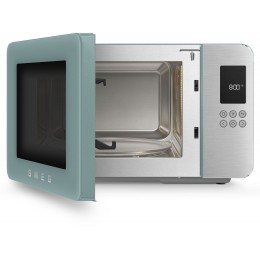 Микроволновая печь SMEG, отдельностоящая, объем 29 л, 4 функции приготовления, гриль, 18 автоматических программ, быстрый старт, размораживание, мощность 900 Вт, 5 уровней мощности, инвертер + поворотный стол, цвет изумрудно-зеленый