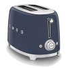 Тостер SMEG 50-х годов, 2 ломтика, нержавеющая сталь, 6 уровней поджаривания, подогрев и размораживание, темно-синий