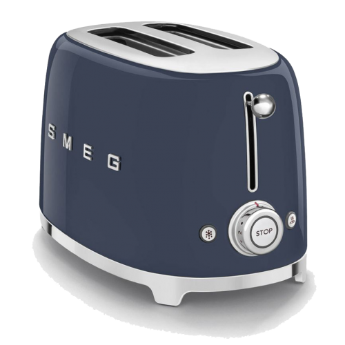 Тостер SMEG 50-х годов, 2 ломтика, нержавеющая сталь, 6 уровней поджаривания, подогрев и размораживание, темно-синий