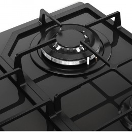Варочная панель MONSHER MGG 63 Noir, газ, 4 конфорки, 59 см, чугунные решетки, электроподжиг, газ-контроль, черный.