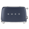 Тостер SMEG 50-х годов, 2 ломтика, нержавеющая сталь, 6 уровней поджаривания, подогрев и размораживание, темно-синий