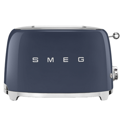 Тостер SMEG 50-х годов, 2 ломтика, нержавеющая сталь, 6 уровней поджаривания, подогрев и размораживание, темно-синий