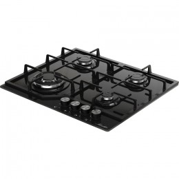 Варочная панель MONSHER MGG 63 Noir, газ, 4 конфорки, 59 см, чугунные решетки, электроподжиг, газ-контроль, черный.