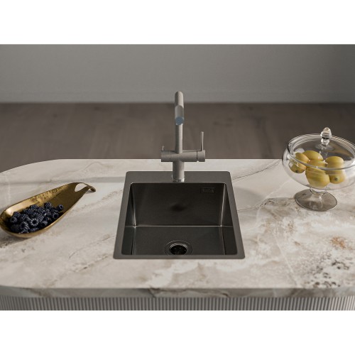 Rivelato Rinox 3850 PVD black Мойка нерж.сталь 1 чаша 380*500*200 мм, монтаж: врезной, материал: нержавеющая сталь, цвет: черный