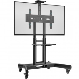 Мобильная стойка ONKRON TS1551 black для ТВ 40-70 (макс. 55,5 кг), VESA 200x200 - 400x600, высота 1200-1500 мм, с кабель-каналом и колесами.