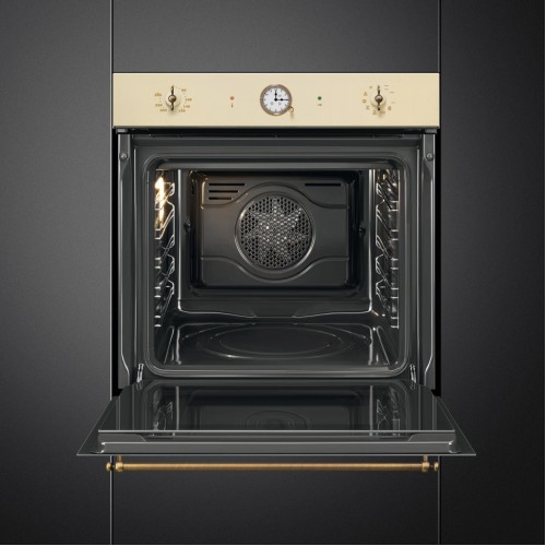 Встраиваемый духовой шкаф SMEG Coloniale 60 см - 9 режимов, пиролиз, 65 л, часы/таймер, галогенная подсветка, Soft Close