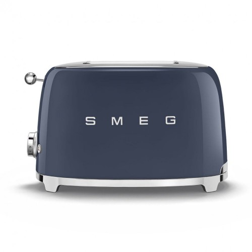Тостер SMEG 50-х годов, 2 ломтика, нержавеющая сталь, 6 уровней поджаривания, подогрев и размораживание, темно-синий