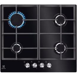 Газовая варочная поверхность Electrolux KGG6426K - стекло, 8000 Вт, чугунные решетки, газ-контроль, электроподжиг, 59x52 см