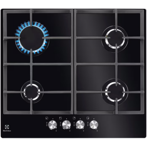 Встраиваемая газовая панель ELECTROLUX - 8000 Вт, автоматический электроподжиг, чугунные решетки, закаленное стекло, размеры 59x52 см