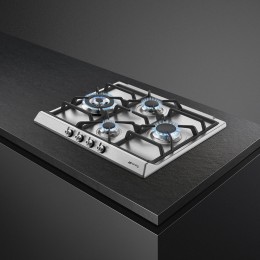 Варочная панель Smeg SER60SGH3, газ, 60 см, 4 конфорки, электроподжиг, чугунные решетки