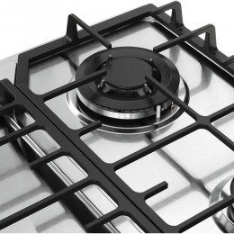 Варочная поверхность Kuppersberg/ KITCHEN RETAIL / Варочная поверхность Kuppersberg, газ, High-Tech, 58 см, автоматический электроподжиг, газ-контроль, форсунки под сжиженый газ, SABAF конфорки, чугунные решетки, цвет нержавеющая сталь, цвет фурнитуры чер