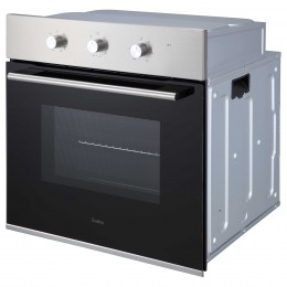 Духовой шкаф EVELUX EO 620 X, 60 см, 65 л, 8 режимов, нержавеющая сталь, поворотные переключатели, универсальный противень, решетка-гриль, двойное стекло.