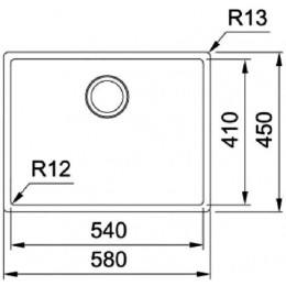 Мойка Franke 127.0677.190, Серия BOX, BXX 210-54, 580x450 mm, чаша 540x410x200mm, R 12 мм, монтаж сверху/вровень/под столешницу, скрытый перелив, крепления FastFix.