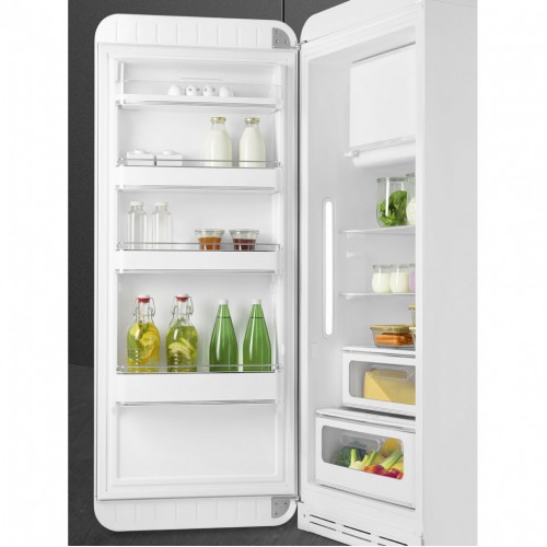 Холодильник SMEG 1530x601x728 мм, однокамерный, стиль 50-х, 270 л, белый, с LED освещением и инверторным компрессором