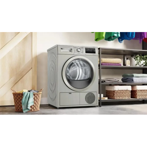 H1: Конденсационный сушильный барабан Bosch Serie 4 8кг Silver inox с QuickDry, AutoDry и EcoSilence™ Motor (84.2х59.8х61.3 см)