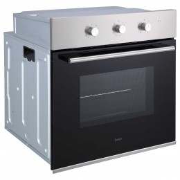 Духовой шкаф EVELUX EO 620 X, 60 см, 65 л, 8 режимов, нержавеющая сталь, поворотные переключатели, универсальный противень, решетка-гриль, двойное стекло.