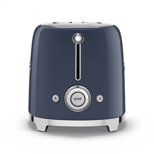 Тостер SMEG 50-х годов, 2 ломтика, нержавеющая сталь, 6 уровней поджаривания, подогрев и размораживание, темно-синий