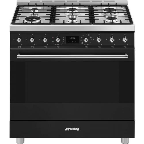 Варочный центр Smeg Sinfonia: Газовая панель с сенсорным управлением, таймером и объемом духовки 115 л