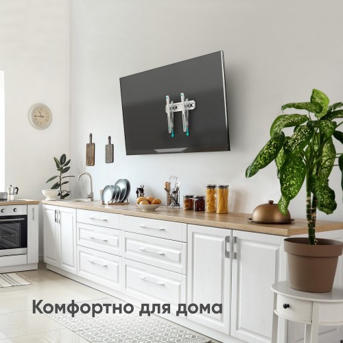 Кронштейн ONKRON для телевизоров 32-65 дюймов, наклон +12º, макс вес 68,2 кг, белый, уровень, крепление 400x400 мм